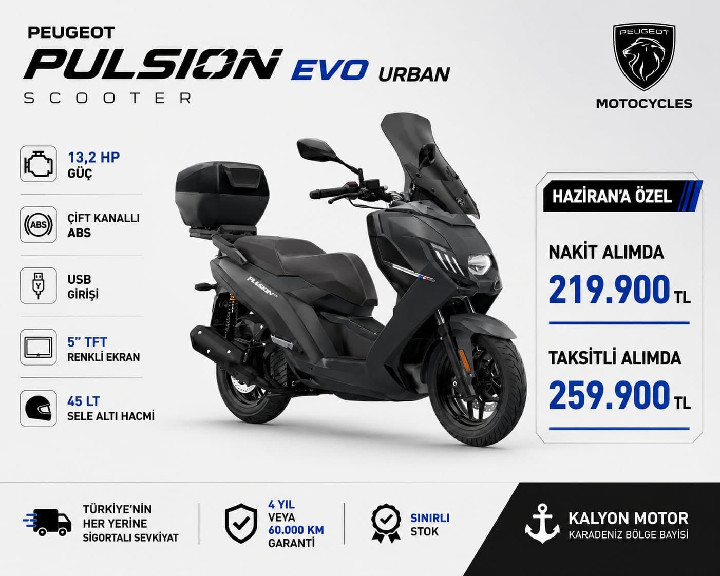 KALYON MOTOR'DAN 2026 PEUGEOT PULSION 125 EVO URBAN - 1