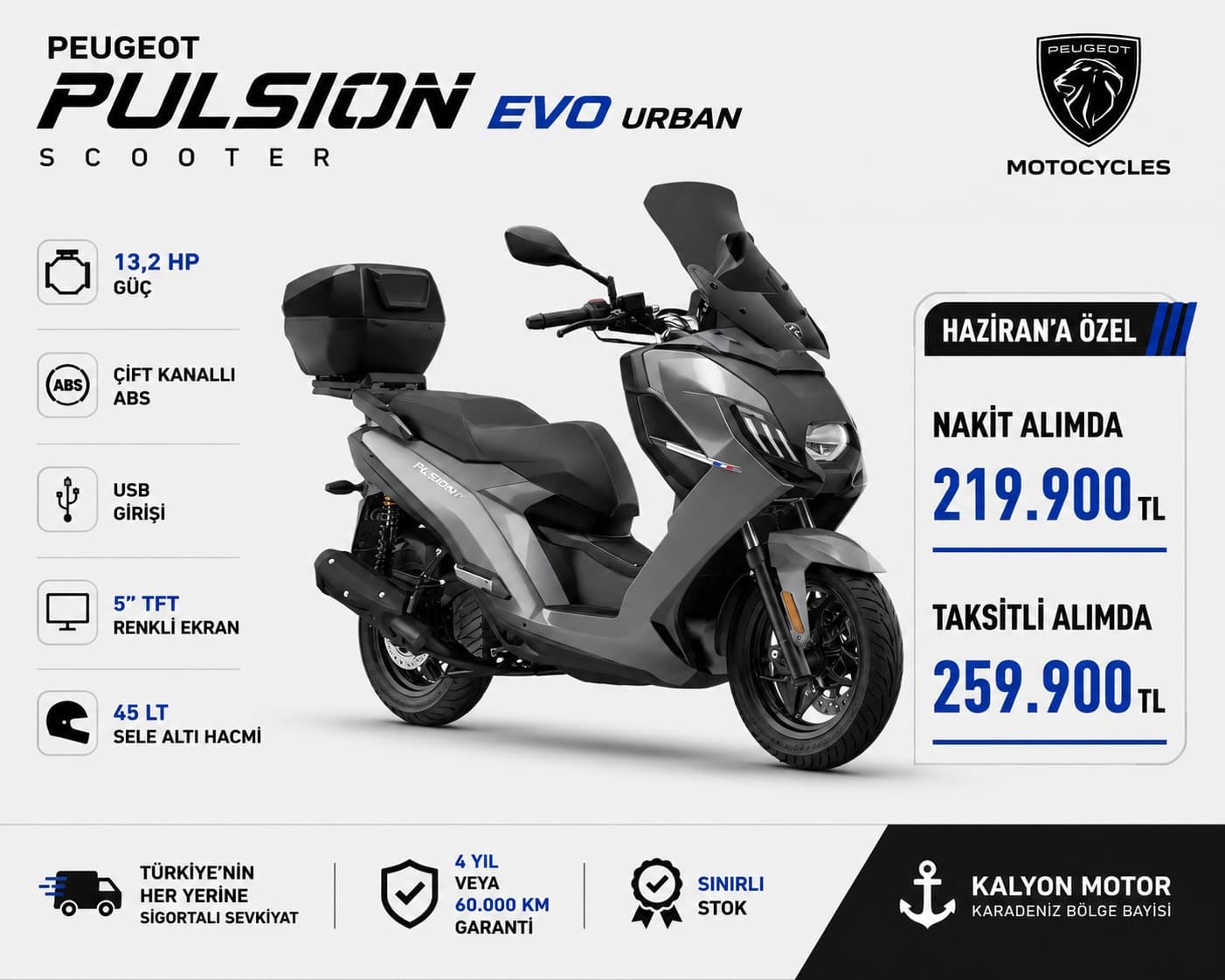 KALYON MOTOR'DAN 2026 PEUGEOT PULSION 125 EVO URBAN - 1
